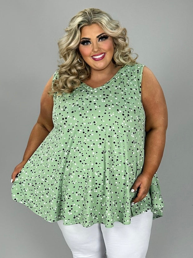 100 SV {Sweet Glance} Mint Polka Dot V-Neck Top EXTENDED PLUS SIZE 2X 3X 4X  TRUE TO SIZE!!