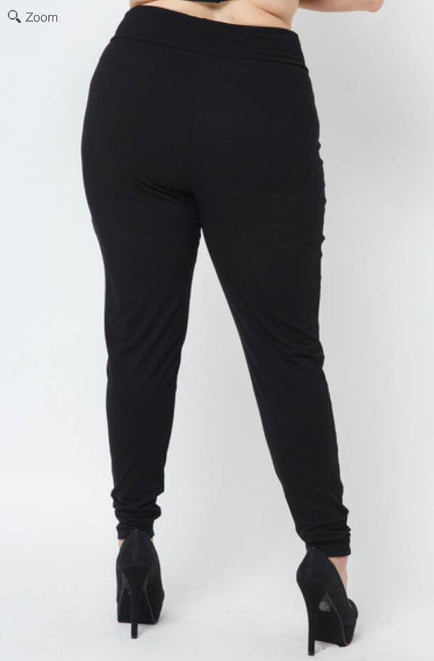 SALE!! BT-C {Little Bit Of Wild} VOCAL Black Leggings w/Leopard Lace PLUS SIZE 1X 2X 3X