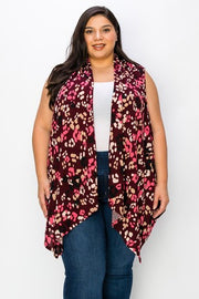 26 OT {Wild Guess} Wine/Pink Animal Print Vest EXTENDED PLUS 3X 4X 5X