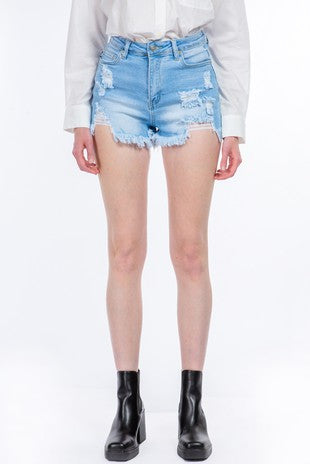 LEG-41 {Parker Jeans} Lt. Blue Distressed Frayed Hem Shorts