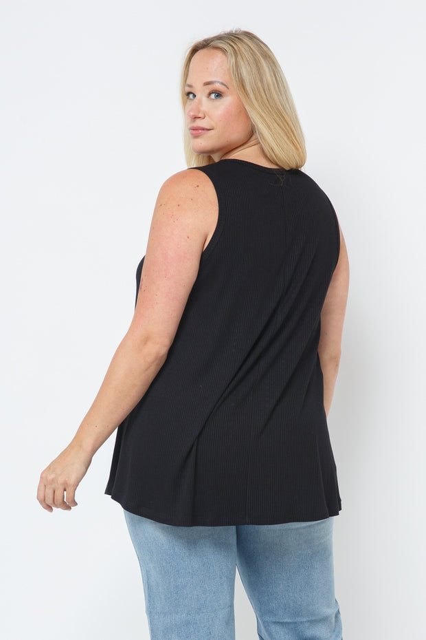 39  SV {After Everything} VOCAL Black Ribbed Top w/Studs PLUS SIZE XL 2X 3X