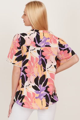 SALE!! 23 PSS-C {Crafting Memories} Pink Lavender Printed Top PLUS SIZE 1X 2X 3X