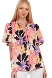SALE!! 23 PSS-C {Crafting Memories} Pink Lavender Printed Top PLUS SIZE 1X 2X 3X