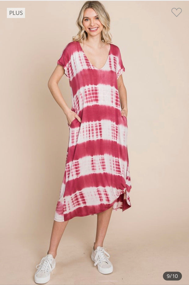 LD-Z {Secret Place} Mauve  Bamboo Tie-Dye Dress PLUS SIZE 1X 2X 3X