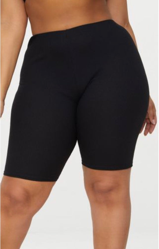 BT-R  {Sleek Vibes} BLACK Biker Shorts PLUS SIZE 1X 2X