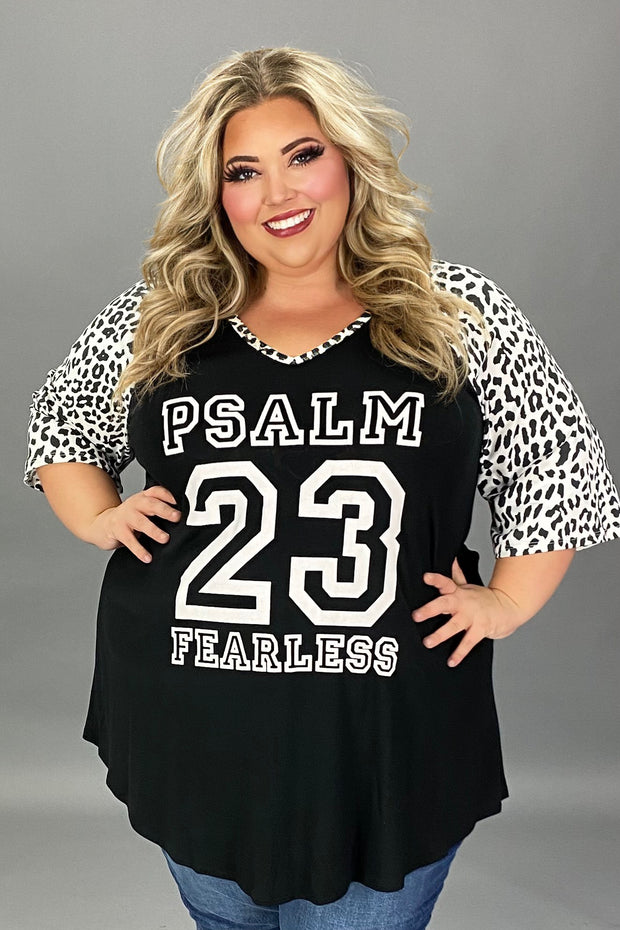 49  GT {Psalm 23} Black Leopard Graphic Tee  PLUS SIZE XL 2X 3X 4 (May Size Down 1 Size)