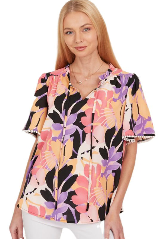SALE!! 23 PSS-C {Crafting Memories} Pink Lavender Printed Top PLUS SIZE 1X 2X 3X