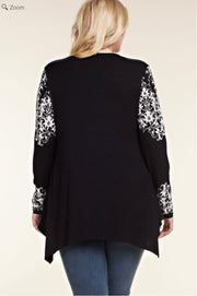 38 SD {Rare Dream} VOCAL Black Print Top w/Studs PLUS SIZE XL 2X 3X