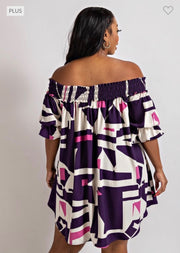 SALE!! 23 OS-T {Love Interest} Purple/Pink Geo Print Dress PLUS SIZE 1X 2X 3X
