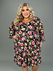 61 PQ {Night Blooms} Black Floral V-Neck Dress CURVY BRAND!! EXTENDED PLUS SIZE 4X 5X 6X