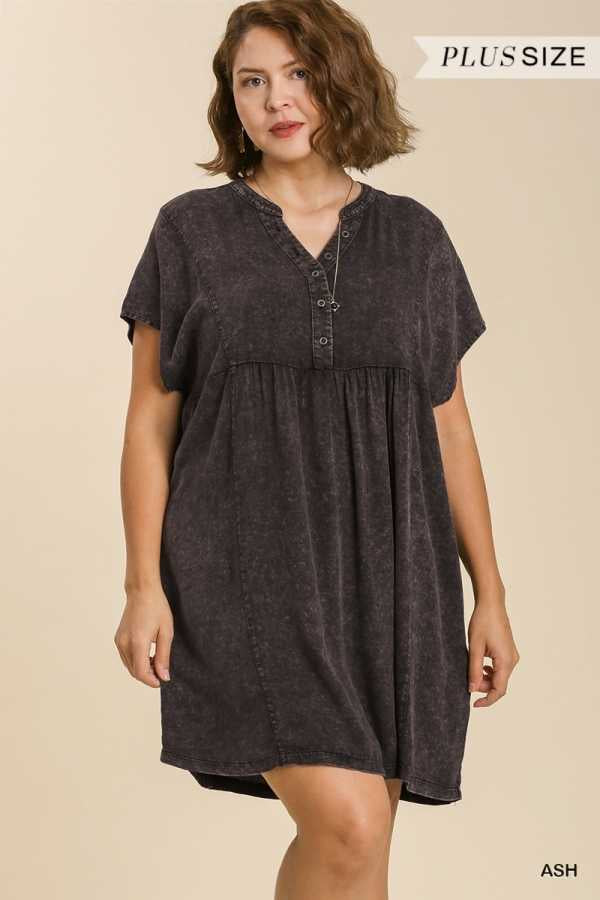 31 SSS {Simply Loved} Umgee Ash Black Babydoll Dress  PLUS SIZE XL 1X 2X