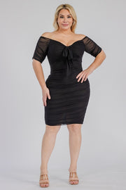 39 OS {What A Show} Black Off Shoulder Body Con Dress PLUS SIZE 1X 2X 3X