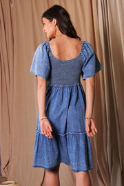 100 SSS {Pure Charm} Denim Smocked A-Line Dress PLUS SIZE 1X 2X 3X