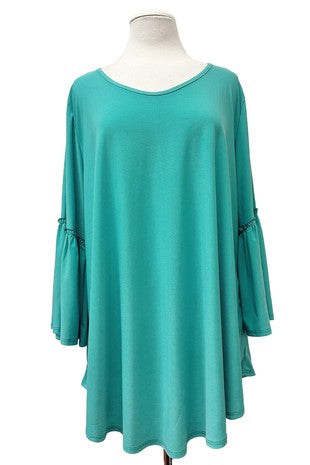 100 SQ {Soulful Feeling} Jade Flounce Sleeve Top EXTENDED PLUS SIZE 3X 4X 5X