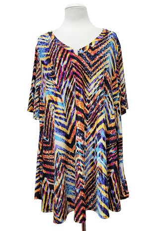 100 PSS {Feel It All} Multi Animal Print V-Neck Top EXTENDED PLUS SIZE 3X 4X 5X