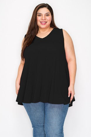 100 SV {Southern Nights} Black Sleeveless V-Neck Top EXTENDED PLUS SIZE 4X 5X 6X