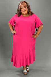 LD-D  M-109 {Alfani} Pink Ruffled Dress Retail $109.50  PLUS SIZE 16W 18W 28W
