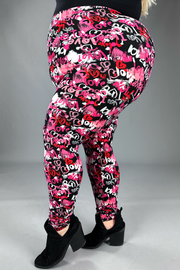 LEG-80 {Best of My Heart} Black Heart Print Leggings  EXTENDED PLUS SIZE 3X/5X