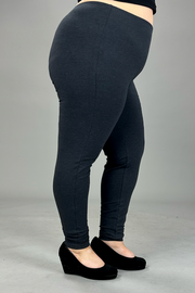 LEG-15 {Embrace Change} Charcoal Cotton Full Length Leggings PLUS SIZE 1X 2X 3X