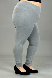 LEG-41 {Embrace Change} Dk. H. Grey Cotton Full Length Leggings PLUS SIZE 1X 2X 3X