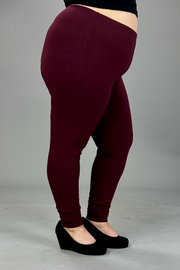 LEG-75 {Embrace Change} Dk Burgundy Cotton Full Length Leggings  PLUS SIZE 1X 2X 3X