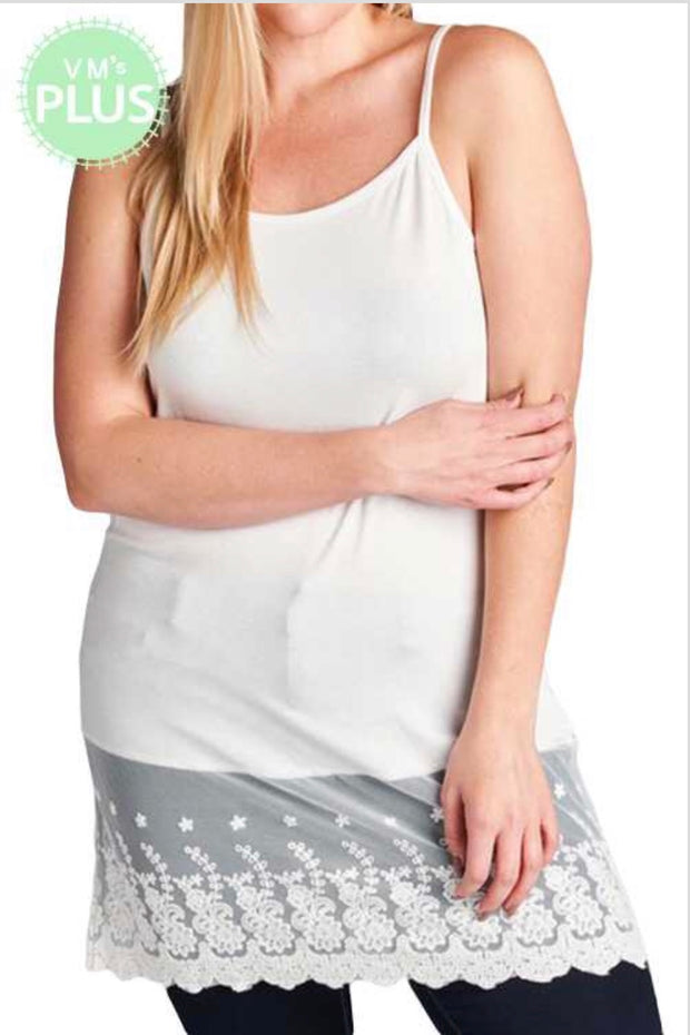 SV-B {Trade Secret} Off-White Top Extender with Lace Detail PLUS SIZE