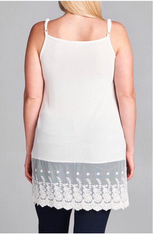 SV-B {Trade Secret} Off-White Top Extender with Lace Detail PLUS SIZE