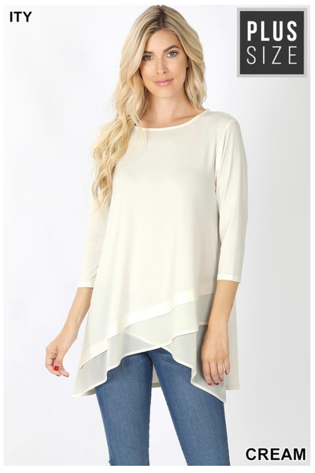 SQ-G (Sophisticated Girl) CREAM With Sheer Detail  PLUS SIZE 1X 2X 3X