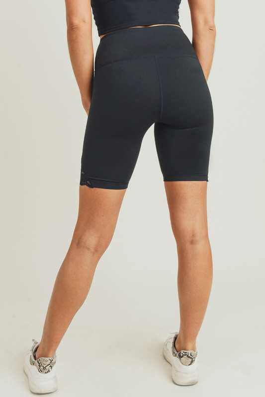 LEG-72 {Love Spell} Black Biker Shorts with Lace Detail