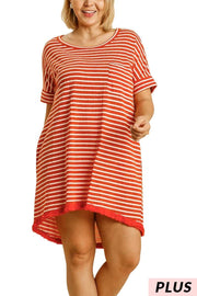 65 PSS-J {Lookin' Good} "UMGEE" Striped Hi-Lo Dress PLUS SIZE XL 1XL 2XL