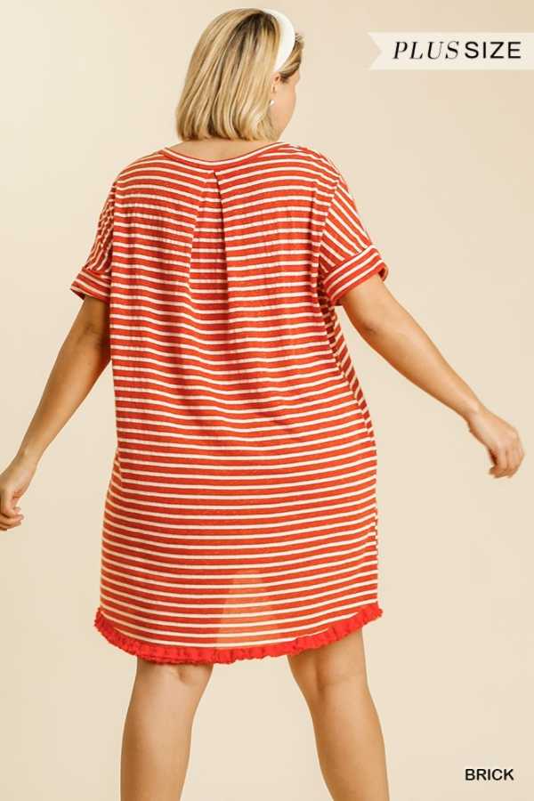 65 PSS-J {Lookin' Good} "UMGEE" Striped Hi-Lo Dress PLUS SIZE XL 1XL 2XL
