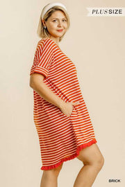65 PSS-J {Lookin' Good} "UMGEE" Striped Hi-Lo Dress PLUS SIZE XL 1XL 2XL