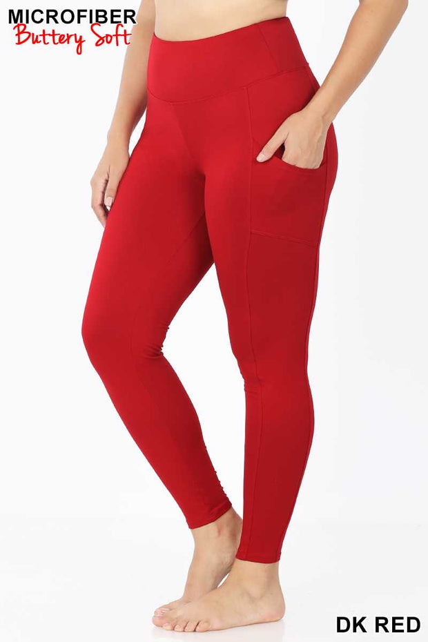 BT-99  {Soft Delight} Dark Red Active Leggings PLUS SIZE XL 2X 3X