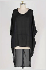SSS-B {Cool Topic} Black Sheer Hi-Lo with Cuff Sleeves