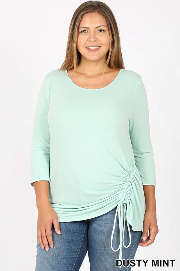 SALE!! 41 SQ-A {Mint Social} Mint Tunic with Ruched Side PLUS SIZE XL 2X 3X