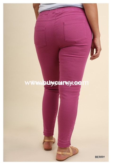 Bt-S Umgee Magenta Jeggings Elastic Band & Bottom Zipper Sale! Bottoms
