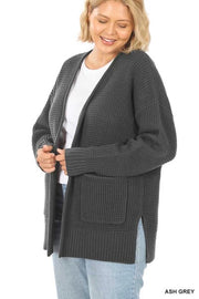 SALE! 57 OT-H {Leading Lady} ASH GRAY Waffle Knit Cardigan PLUS SIZE 1X 2X 3X