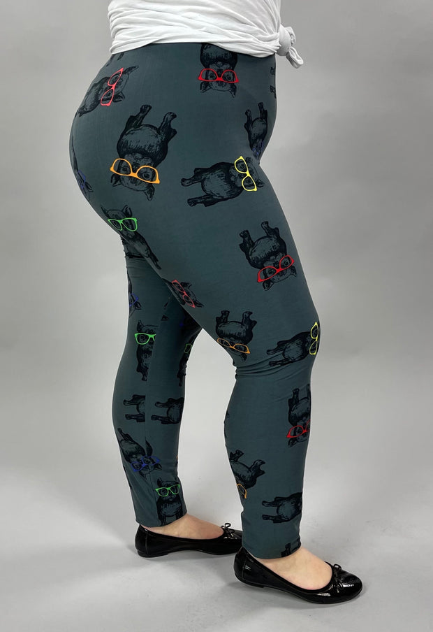 LEG-55 {Cool Pups}  Dogs w/Glasses Printed Leggings