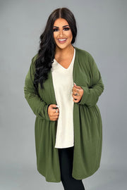 98 OT  {Prepared For Anything} Olive Long Sleeve Cardigan  PLUS SIZE 1X 2X 3X