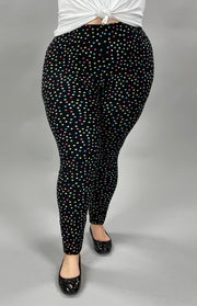 LEG-86 {Party Dots} Multi Colored Dot Print Leggings EXTENDED PLUS  3X/5X