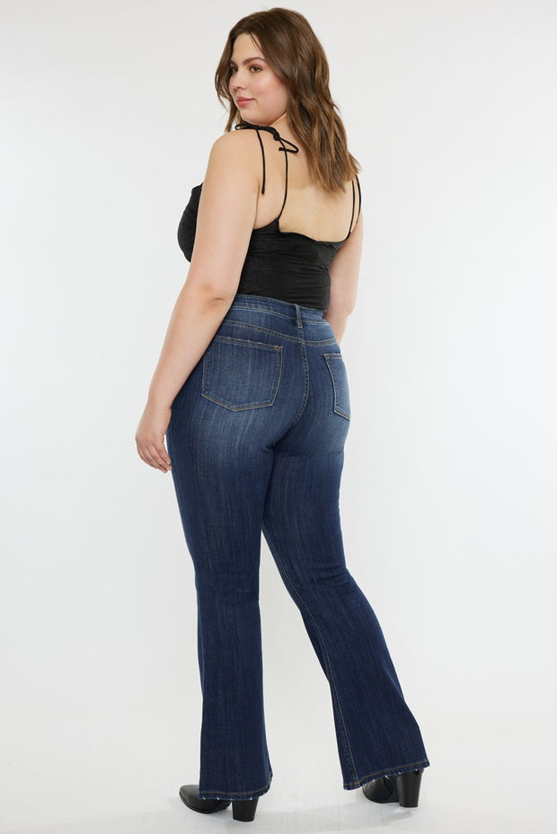 LEG-24 {KanCan} Dark Blue Mid-Rise Flare Leg Jeans PLUS SIZE 3X