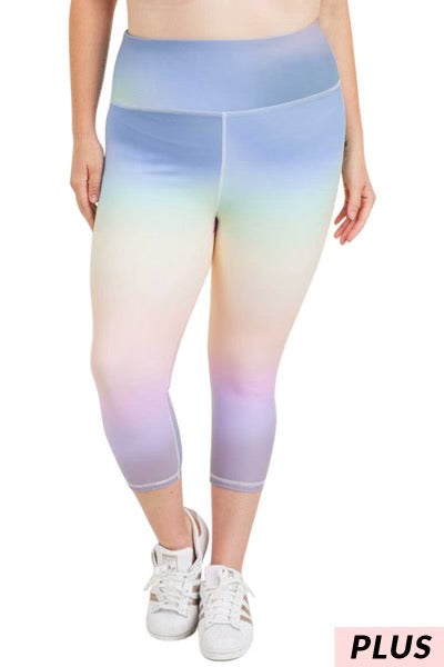LEG-6 {Pastel Delight} Pastel Tie Dye Capri Leggings PLUS SIZE XL 1X