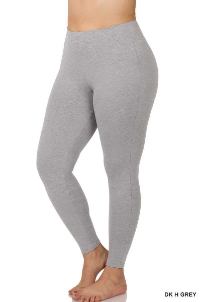 LEG-41 {Embrace Change} Dk. H. Grey Cotton Full Length Leggings PLUS SIZE 1X 2X 3X