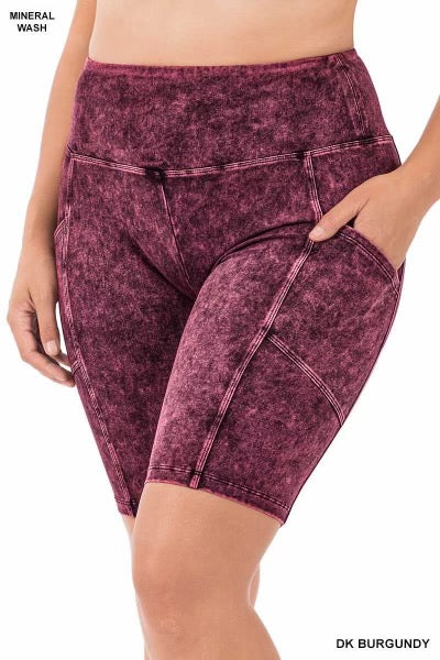 LEG-73 {Weekend Errands} Dark Burgundy Biker Shorts