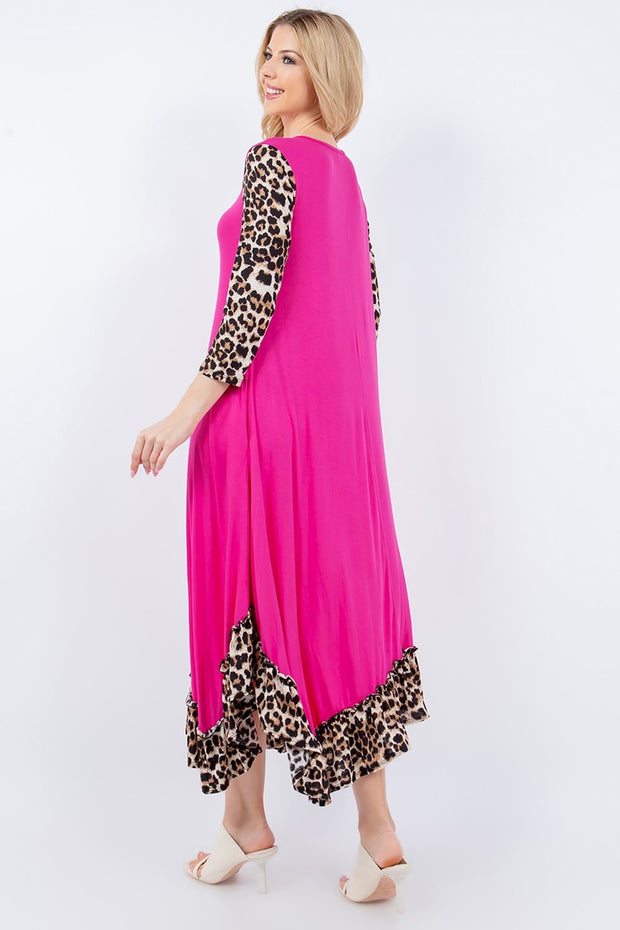 LD-U {Roar For Me} Fuchsia Leopard Print Dress PLUS SIZE XL 2X 3X