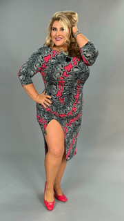 LD-K {Who's That Lady} Blk/Fuchsia Snakeskin  Print Bodycon Dress  PLUS SIZE 1X 2X 3X