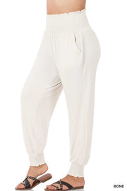 LEG-3 {Going Anywhere} Bone Smocked Cuff Jogging Pants PLUS SIZE 1X 2X