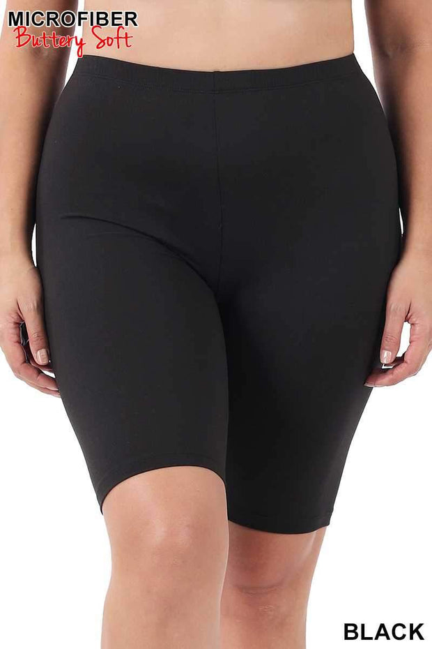 LEG-67 {A Stretch Above} BLACK Biker Shorts PLUS SIZE 1X 2X 3X