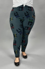 LEG-55 {Cool Pups}  Dogs w/Glasses Printed Leggings