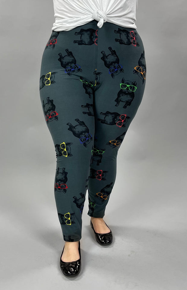 LEG-55 {Cool Pups}  Dogs w/Glasses Printed Leggings